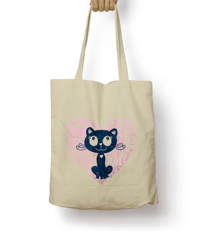 Tote Bag Love Cat Teez, Tee shirt humour et originaux