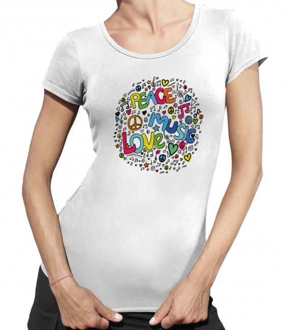 Tee-Shirt Femme Peace Music Love