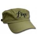 Casquette style militaire, Brodée " Love "