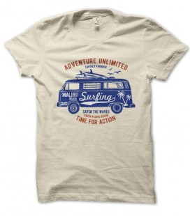 Tee Shirt Adventure unlimited, Van Surfer Malibu Beach