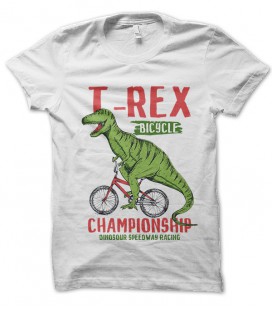 Tee Shirt T-Rex BiCycle Championship Racing Dinausore Vélocipède