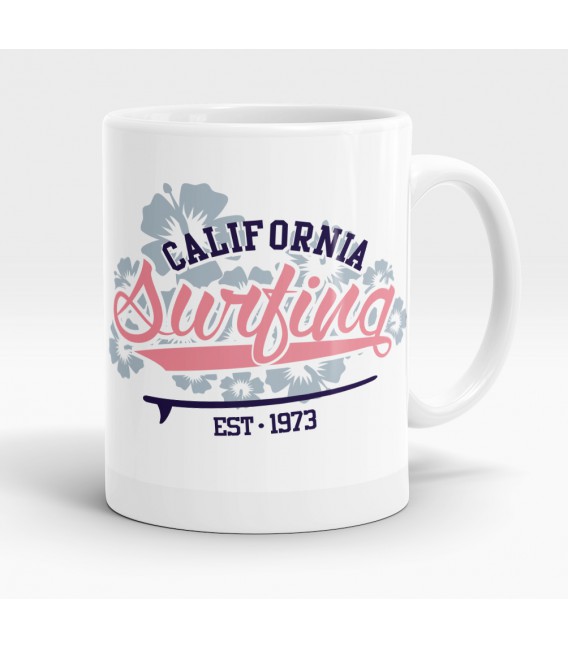 Mug blanc, California Surfings Pacific Rider est 1973