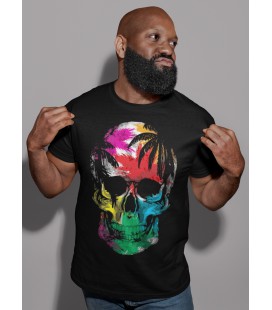 Tee Shirt noir, homme Skull sous les Tropiques by HellHead