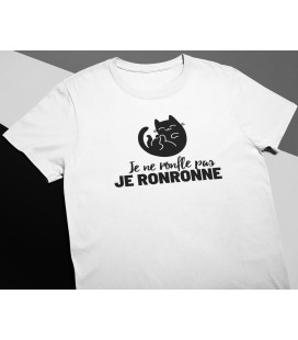 Tee Shirt Blanc Original pour homme Je ne ronfle pas, je Ronronne Chat