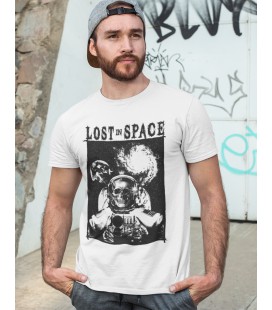 Tee Shirt blanc Lost in Space, Skull Nasa Explorer