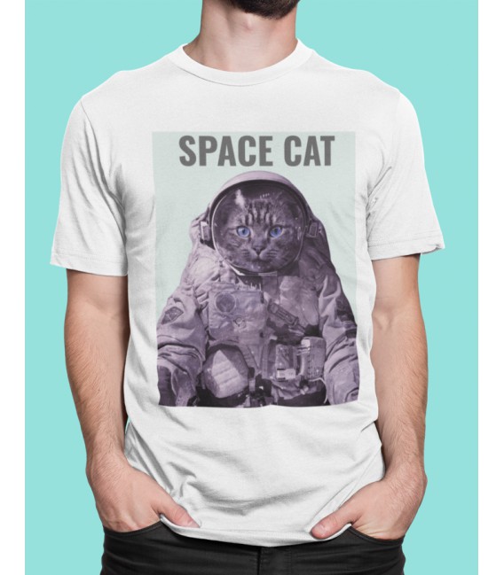 Tee Shirt blanc Space Cat