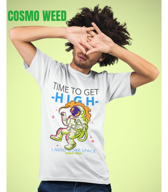 Tee Shirt blanc Cosmo Weed, Time to get High !