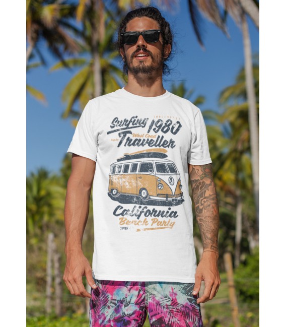 Tee Shirt Surfing 1980 Traveller, California Beach Party