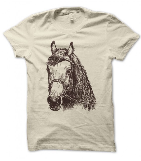 T-shirt tête de cheval au fusain