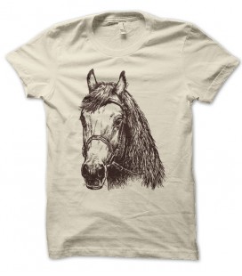 T-shirt tête de cheval au fusain