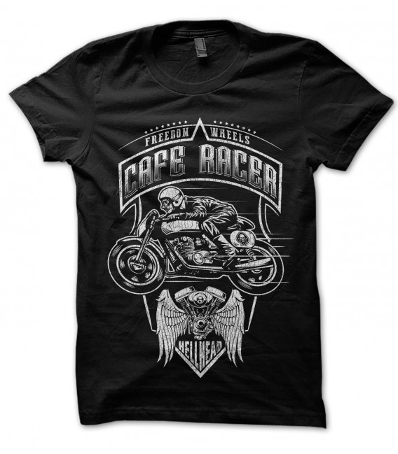 Tee Shirt Freedom Wheels, Cafe Racer by HellHead