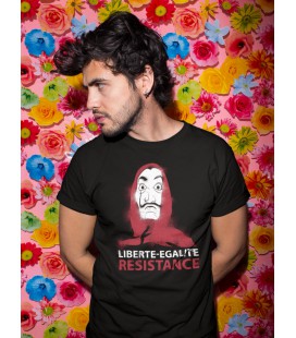 Tee Shirt Bio Liberté, Egalité, Résistance. Dali Mask