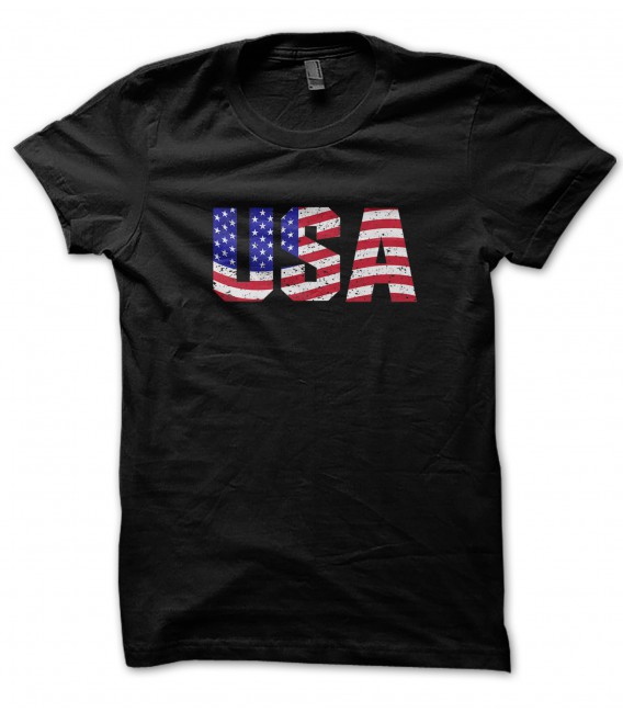 Tee Shirt USA style drapeau Vintage, 100% coton Bio