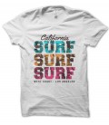 Tee Shirt California Surf Surf Surf West Coast Los Angeles, 100% coton Bio