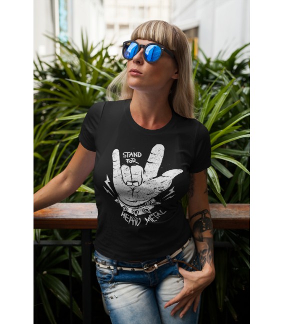 Tee Shirt Femme Stand For Heavy Metal, 100% coton Bio