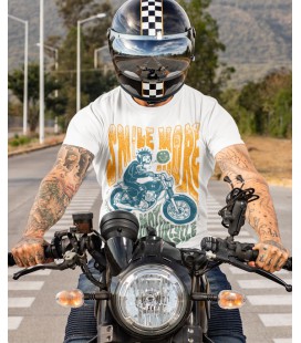 Tee Shirt Biker Smile more, Ride a Motorcycle, 100% coton Bio