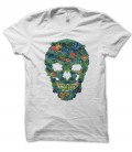 Tee Shirt Skull Flower Island Paradise, 100% coton Bio