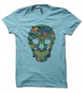 Tee Shirt Skull Flower Island Paradise, 100% coton Bio