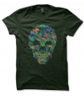 Tee Shirt Skull Flower Island Paradise, 100% coton Bio