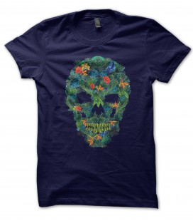 Tee Shirt Skull Flower Island Paradise, 100% coton Bio