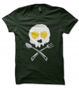 T-Shirt Skull Oeuf, Tête de Mort Oeuf sur le plat, 100% coton Bio