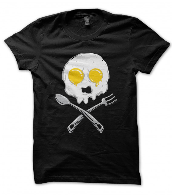 T-Shirt Skull Oeuf, Tête de Mort Oeuf sur le plat, 100% coton Bio