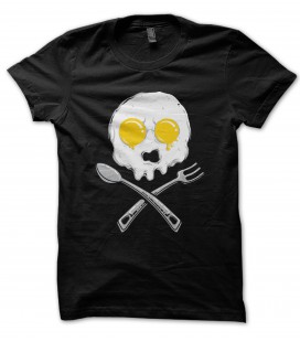 T-Shirt Skull Oeuf, Tête de Mort Oeuf sur le plat, 100% coton Bio