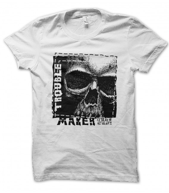 T-Shirt Trouble Maker, Tête de Mort 100% coton Bio