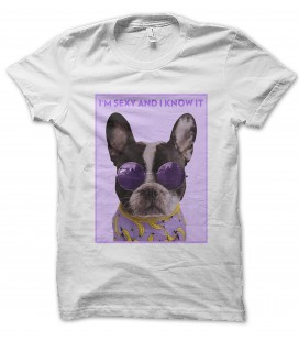 T-Shirt Bulldog I am Sexy and I Know It, 100% coton Bio