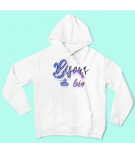 Sweat Shirt Capuche Bisous de loin 100% coton