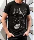 T-Shirt Skull Music, Note en Tête de Mort, 100% coton Bio