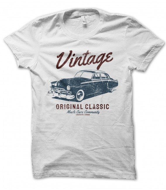 T-Shirt Vintage Original Classic Muscle Car, 100% coton Bio