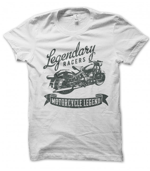 T-Shirt Moto Vintage Legendary Racers, 100% coton Bio