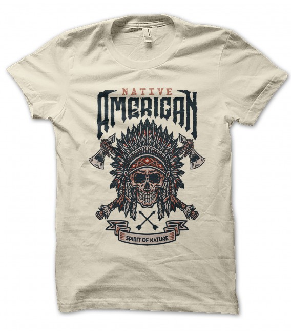 T-Shirt Native American, Spirit of Nature 100% coton BIO