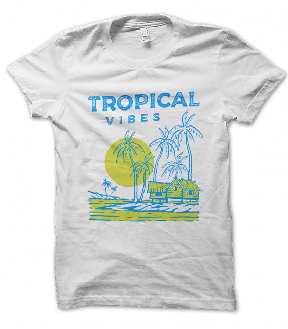 T-Shirt Tropical Vibes, vibrations Tropicales surf, 100% coton BIO