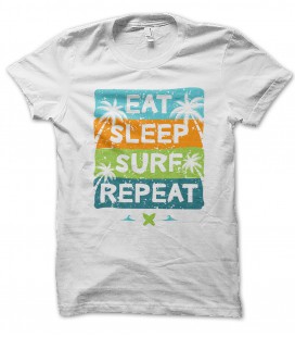 T-Shirt Eat Sleep Surf Repeat, 100% coton BIO