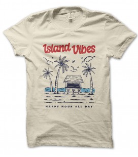 T-Shirt Island Vibes, Happy Hour all day, 100% coton BIO