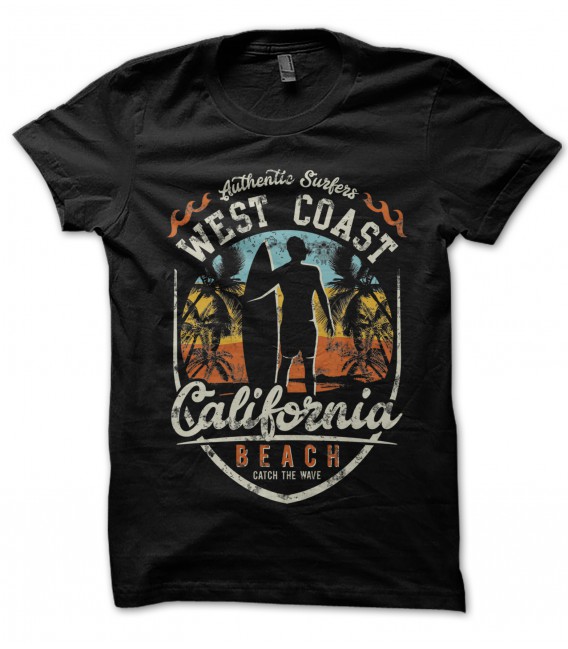 T-Shirt Authentic Surfers, West Coast, 100% coton