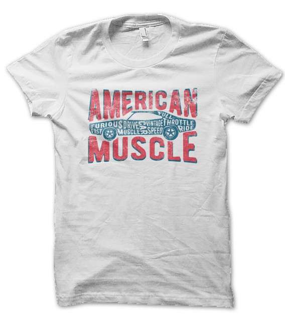 T-Shirt American Muscle Car Furious, 100% coton