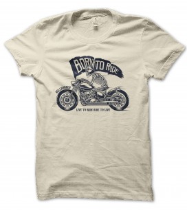 T-Shirt Skeleton Born to Ride, Skull Rider , 100% coton