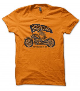 T-Shirt Skeleton Born to Ride, Skull Rider , 100% coton