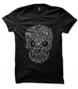 T-Shirt Vélo Skull Tête de Mort, 100% coton Bio