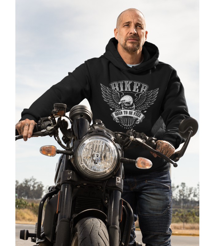 Sweat Shirt Capuche Biker, Born to Be Free Hoodie Un vrai Hoodie comme on  les aime ! Pour motards !