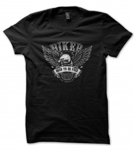 T-Shirt Biker Born to be Free, 100% coton Bio