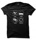 T-Shirt Eat Sleep Game Repeat, 100% coton T-GeeK