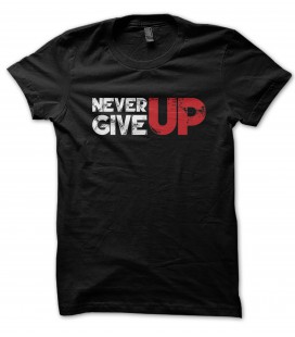 T-Shirt Never Give UP (White and Red ) 100% coton