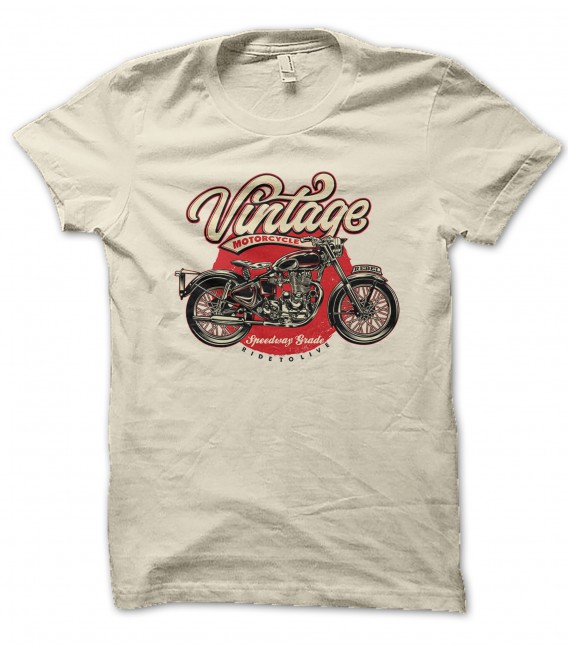 T-Shirt Vintage Motorcycle Speedway Grade, 100% coton