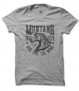 T-Shirt Mustang Ride like the wind, 100% coton Bio