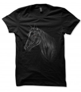 T-Shirt Prince Noir, le cheval Black Beauty, 100% coton Bio