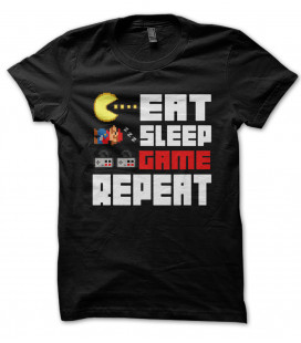 T-Shirt Eat Sleep Game Repeat Gamer Vintage Geek